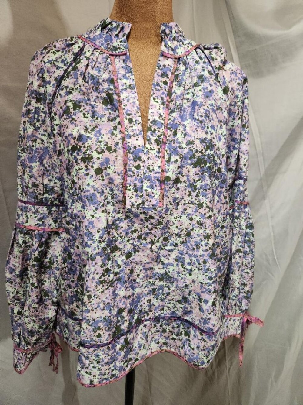 Marie Oliver Pippa Silk Blend Blouse in Size XSmall Dapple Mix MSRP $278